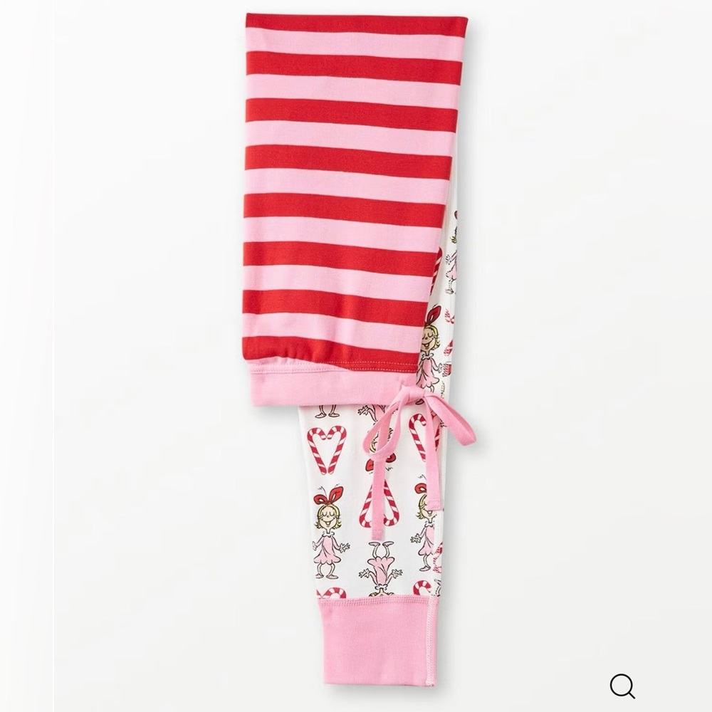 Women's Dr. Seuss Pajama Pants in pattern Cindy Lou Who Candy Cane